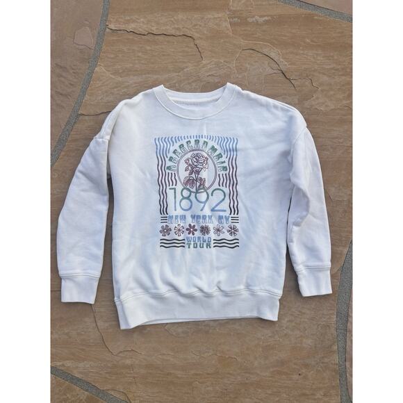 Abercrombie Kids Retro Print Floral Logo Sweatshirt Size 9/10 - Picture 1 of 3